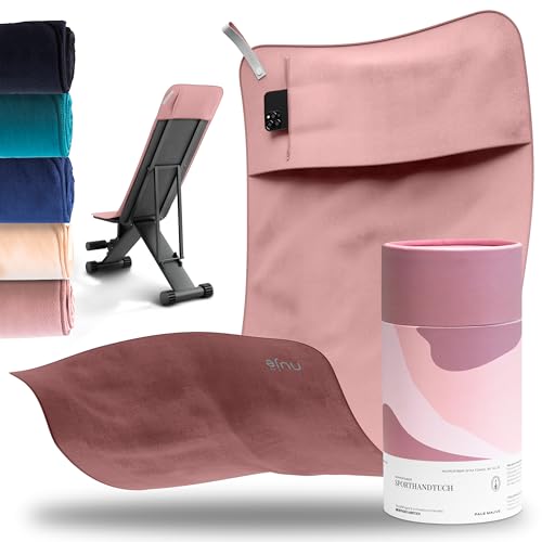 nujë Fitness Handtuch mit Tasche Microfaser I MIT Geschenkverpackung I Sporthandtuch Fitnessstudio I Extra groß & mit Umschlag für alle Geräte I Gym-Handtuch I Gym Towel