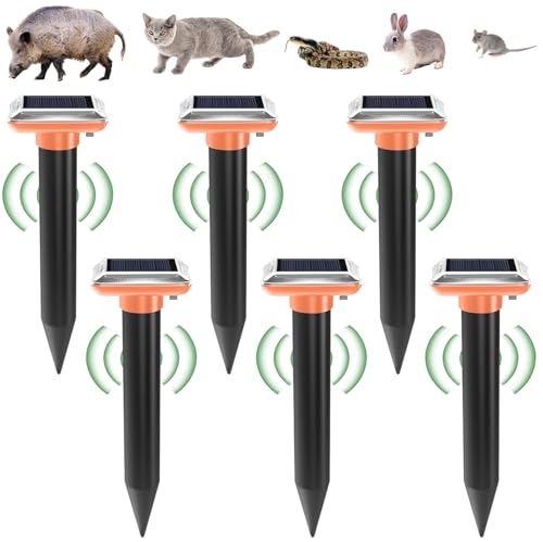 6 Stück Solar Maulwurfschreck, Maulwurf Vertreiber IP65 Wasserdicht Ultrasonic Maulwurfvertreiber, Maulwurfabwehr zur Vertreibung von Maulwürfen, Erdhörnchen und Wühlmäusen aus Grünanlagen (orange)