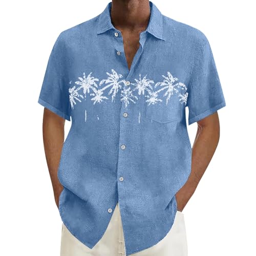 Generisch Herren Hemd Kurzarm Sommer Freizeithemd Regular Fit Casual Strand Shirts Herren Sommerhemd Slim Fit Geeignet für den Sommer