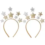 AHQiZFX 2 Stück Glitzer Stern Stirnband,Weihnachten Sterne Haarreifen,Stern Haar Hoop Stirnband,Pailletten Haarbänder mit Sternen,Party Sterne Haarschmuck,für Halloween Weihnachten Geburtstag Party