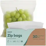 Vove | Plant-Based Sandwich Größe zip Lock Bags | Resealable, Bio-und umweltfreundlich | Zip Gefrierbeutel | Sandwich, Snacks und Gemüse Lebensmittel Lagerung Taschen | Plastic Alternative | 30 Beutel