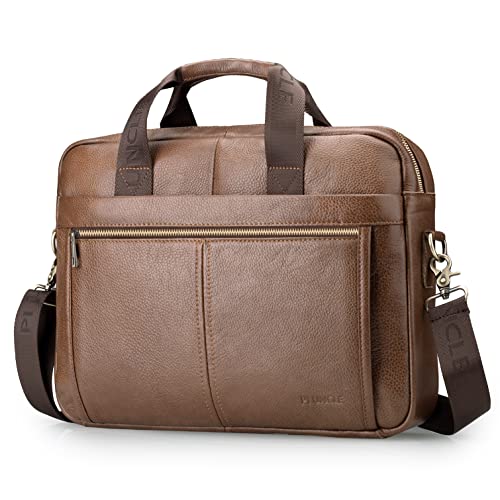 SPAHER Laptoptasche 14 Zoll Aktentasche Herren Business Tasche Arbeitstasche Herren Echtleder Tasche Herren Umhängetasche Schultertasche Messenger Bag Männer Geschenk für Männer