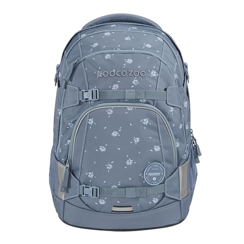 Coocazoo Schulrucksack MATE „Bloomy Daisy”, hellgrau, ergonomischer & anpassbarer Tornister, höhen- & größenverstellbar, mit Brustgurt & Hüftgurt, ab der 3. Klasse