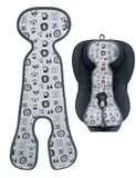 HECKBO Kinder Sitzauflage Sommer Antischwitz für Kinderwagen - Gruppe 1 - Autositz mit 3 Punkt und 5 Punkt Gurt für Kinder Matte grau mit niedlichen Tieren