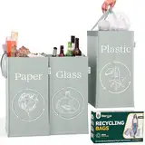 Norggo Set aus 3 Müllsäcken für Mülltrennung, 40L - Mülltrennsystem 3fach für Papier, Kunststoff und Glas. Mülltrennsysteme, Recycling System