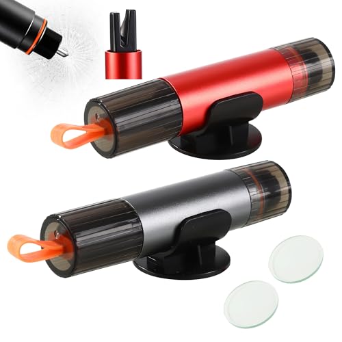 2 Stück Gurtschneider Notfallhammer,2 In 1 Nothammer Auto Mit Gurtschneider TüV,Mit Halterung,Tragbar und kompakt,sind Notfall Rettungswerkzeuge unerlässlich,Geeignet für Auto und Busse (Schwarz+Rot)