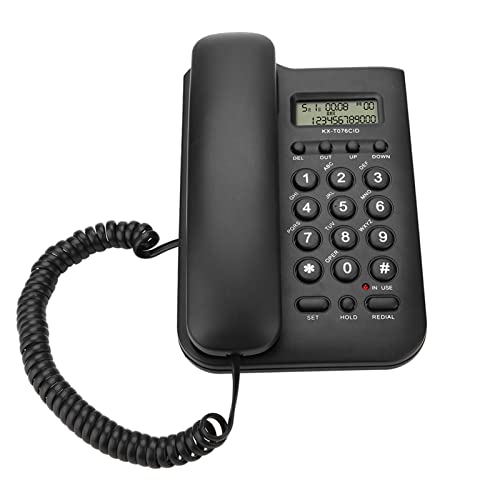 VBESTLIFE Home Hotel Wired Desktop Wandtelefon,Büro Festnetztelefon(Schwarz)