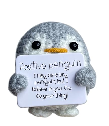 CIBBALIY Pinguin Fertig gehäkeltes handgefertigtes Pinguin-fertiges Häkeltier als Geschenk (grau)