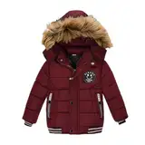 Guqmjde Daunenjacke Jungen Winterjacke Kinder Mantel Wintermantel Verdicken Puffer Jacket Outdoor Jacken Daunenmantel Kapuzenjacke Outdoorjacke Thermojacke Blitzangebote Des Tages Rot,120/Xxl