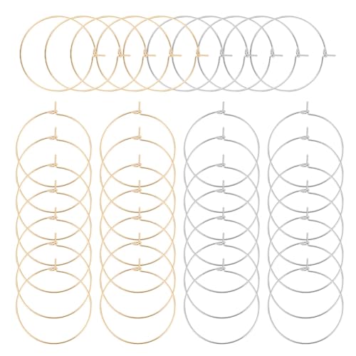 UNICRAFTALE 100 Stück 2 Farben Weinglas Charms Ringe 30 mm Perlen Ohrringe Creolen Für Die Schmuckherstellung 316 Creolen Aus Chirurgischem Edelstahl Runde Creolen Bulk Für Die Schmuckherstellung