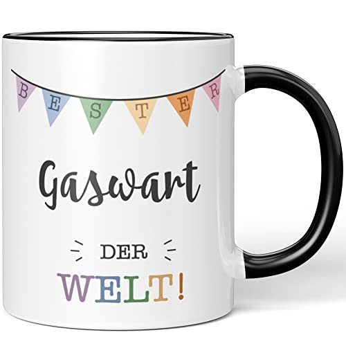 JUNIWORDS Tasse, Bester Gaswart der Welt, Schwarz (5700708)