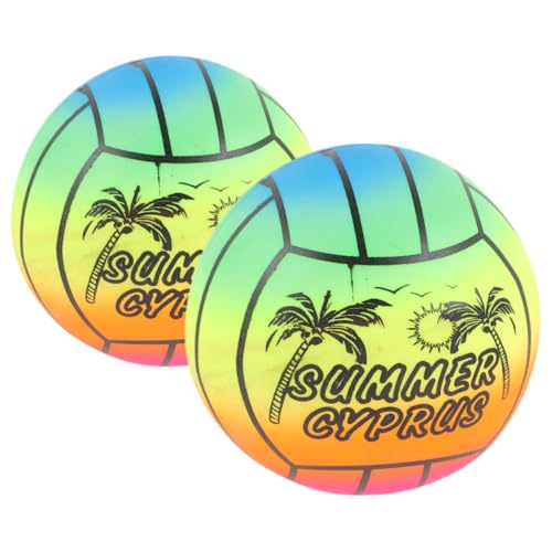 JOINPAYA 2st Regenbogen-Volleyball Aufblasbare Wasserbälle Spielplatzball Aufblasbares Volleyballspielzeug Hüpfbälle Für Kinder Volleyball Sprengen Pool-schwimmbälle Wassersport Ball PVC