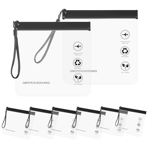 QMofeixiaodianQ Zip Beutel für Flugzeug Flüssigkeiten 8 Packen 20x20 cm, TSA-geprüft 1 Liter, Wasserdicht und Auslaufsicher Mit Griff - Reise Urlaub Must Have