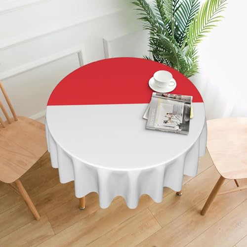 WHJYCC Runde Tischdecke mit indonesischer Flagge, Durchmesser 152 cm, geeignet für Innen- und Außenbereich, Buffet, Picknick, Hochzeit, Party, Küchendekoration