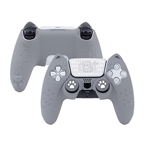 GeekShare Grey Cat Paw PS5 Controller Skin Anti-Rutsch-Silikonhülle Schutzhülle für Playstation 5 Wireless Controller Zubehör