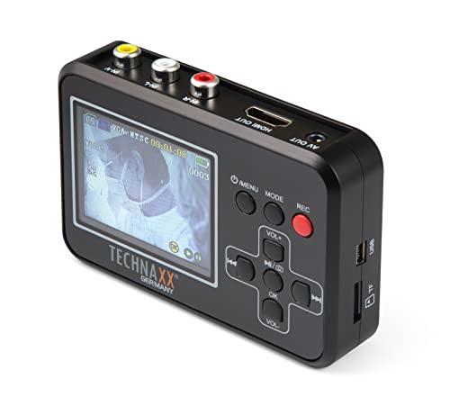 Technaxx Retro Video Digitalisierer TX-182 mit 6 cm-Display von Video8, Hi8, SVHS, VHS, VCD, DVD, VCR, DV - Videos direkt auf Speicherkarte, Digitalisieren Sie Ihre Alten Filme einfach & schnell