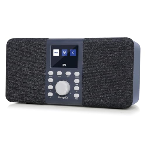 MangoKit MD5 Stereo DAB Radio mit Bluetooth,DAB Plus Radio,Digitalradio,UKW Radio,Tragbares Dab Radio,Küchenradio mit Netzbetrieb und Batterie,Farbdisplay,Alarme und Uhr,Schlummerfunktion-Dunkelgrau