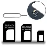 4 in 1 Nano SIM Karten Adapte,Micro SIM Adapter Set,SIM-Karten-Adapter,SIM Card Adapter,Mit SIM Karte Ordner und Nadel,PC-Material,Anwendbar auf Mobile Smart-Geräte Ersatz der Handy-Karte ist