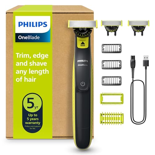 Philips OneBlade 360 Face & Body - Elektrischer Bartschneider, Rasierer und Bodygroomer zum Trimmen, Stylen und Rasieren, 3x 360 Klingen, 3x Trimmaufsätze (1,3,5mm), 2x Körperaufsätze, QP2824/31