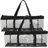 QSLKI 2 Stück DVD-Aufbewahrungstaschen, Tragbar Groß Reißverschluss Oxford Tuch DVD Aufbewahrungs-Tasche, CD-Tragetasche, transparente Abdeckung mit Reißverschluss, DVD-Schutz (60x22x15.2cm)