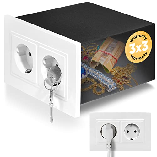 Elder Welder® Steckdosen Tresor Versteck | Jetzt mit Fake-Stecker Funktion | Wandtresor zum Einmauern | Steckdosentresor als Geheimfach | Mini Safe für Geldversteck Geheimversteck | Geld Box