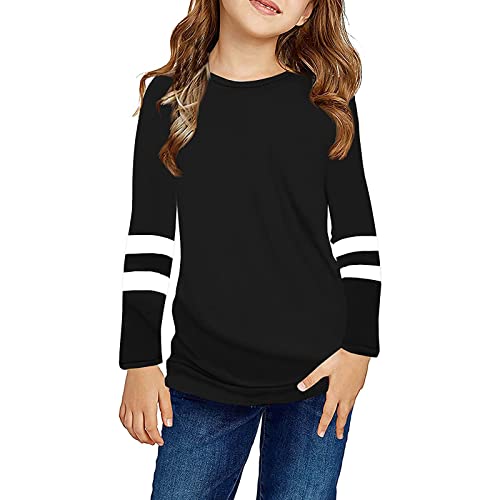 Infant Baby Mädchen Tunic Tips Langer Hals Ultra weich gestreifte Bequeme Kinder lässige Pullover-Sweatshirts Bauchfrei Anime