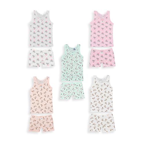 SAMILY Unterhemden Unterhosen Mädchen Set 10er Pack Unterwäsche Pantys Tanktop Gr. 110/116 5-6 Jahre