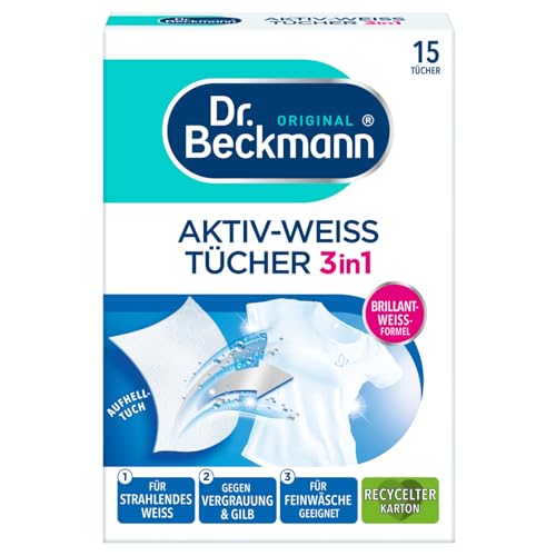 Dr. Beckmann Fest, Aktiv-Weiß Tücher | strahlendes Weiß bei jeder Wäsche | gegen Vergrauungen | 15 Tücher