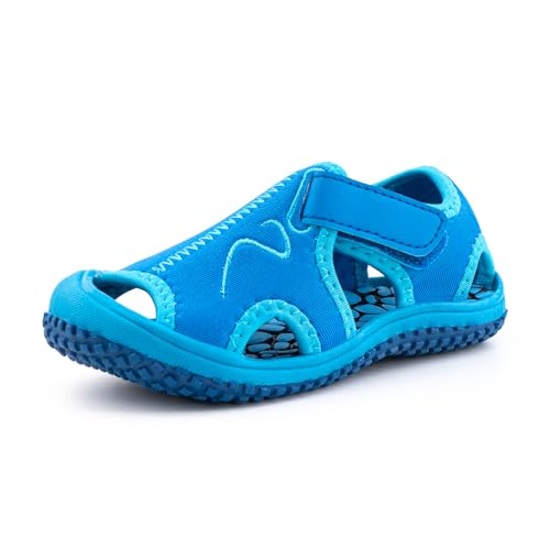 Hitmars Sandalen Jungen Mädchen Sommer Kinder Sandalen Atmungsaktiv Rutschfest Kinder Sommer Schuhe Mit Klettverschluss Outdoor Sports Blau C EU 30