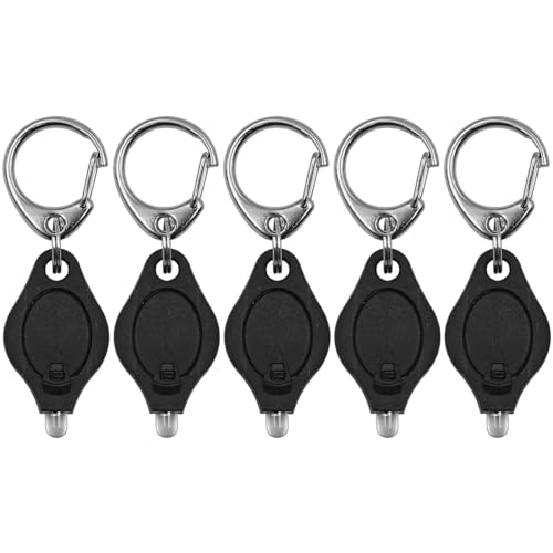Namvo 6er-Pack Mini-LED-Taschenlampen-Schlüsselanhänger, ultrahelle Schlüsselanhänger-Licht-Taschenlampe mit Federkarabiner (schwarz)