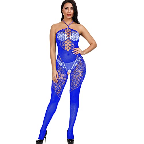 Body Schwarz Dessous Fischnetz Bodystocking Unterwäsche Nachtwäsche Chemises Bodysuits Strumpfband Sexy Kleider Für Mollige(Blau,Einheitsgröße)