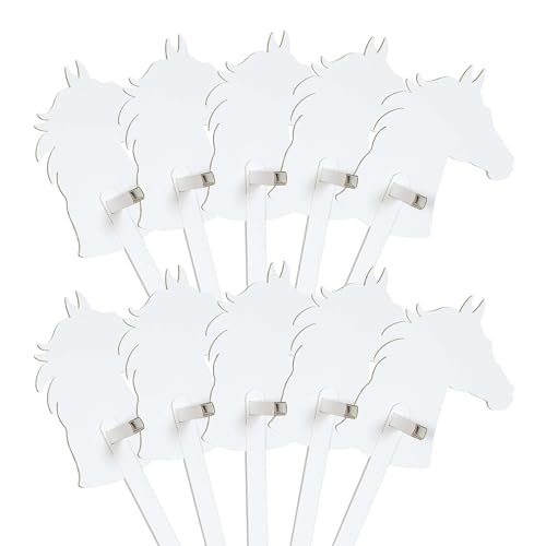 FOLDZILLA Steckenpferde 10er Set aus Pappe 115 x 40 x 25 cm Hobbyhorse Stockpferde - Pferd weiß zum Bemalen und Bekleben