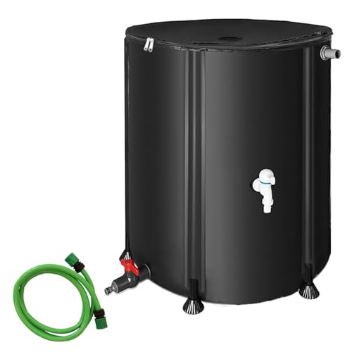 Mucola Regenwassertonne 500L faltbar mit Hahn Regentonne inkl. 2 Meter Wasserschlauch mit Anschluss Regenwassertank mit Überlaufschutz Regenfass | witterungsbeständig