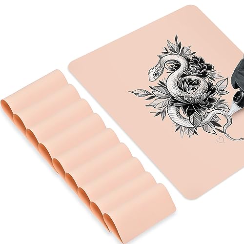 Phomanttonary 10 Stück Blank Tattoo Übungshaut, Üben von Tattoos Schablonen, Silikon doppelseitige Tattoo Übungshaut, Schablonenpapier für Tattooing, für Anfänger und Erfahrene Tätowierer