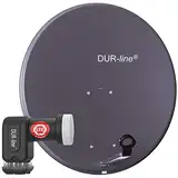 DUR-line MDA 80 Anthrazit - Digiatale 4 Teilnehmer Satellitenschüssel Komplett-Anlage mit +Ultra Quad - LNB [Camping, Astra 19,2°, DVB-S/S2, Full HD, 4K, 3D]