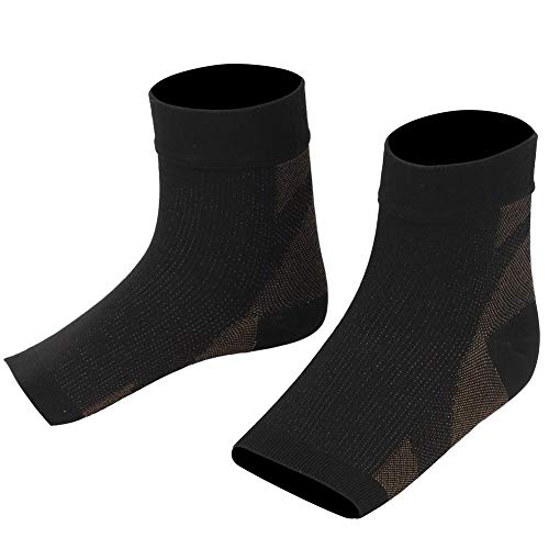 Tbest Knöchelschutz Socken, 1 Paar Kupferfaser Knöchelschutz Ferse Sport Gelenkschutz Kompression Anti Plantar Faszie Atmungsaktive Socken(S / M.)