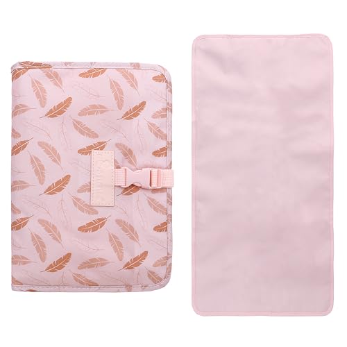 amo nenes Baby Windeltasche mit Wickelunterlage Kleine Wickeltasche für Unterwegs Faltbare Wickelunterlage Tragbare Windel Organizer Windeltasche mit Reißverschluss, Rosa