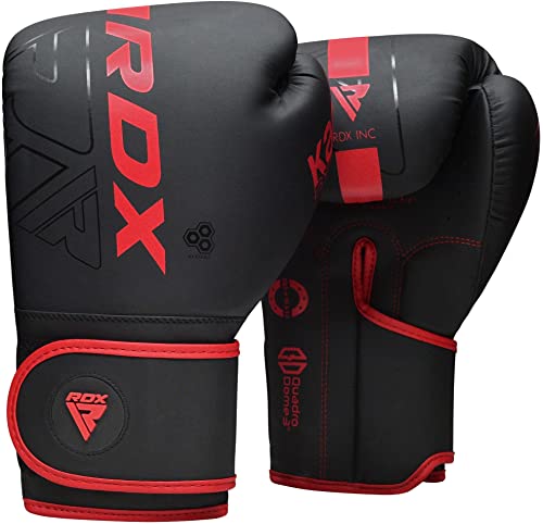 RDX Boxhandschuhe, Muay Thai Kickboxen Sparring, Maya Hide Leder Kara Boxing Gloves Männer Damen, Boxsack Punchinghandschuhe, Kickboxhandschuhe MMA Kampfsport Training Schwarz Adult 8 10 12 14 16oz