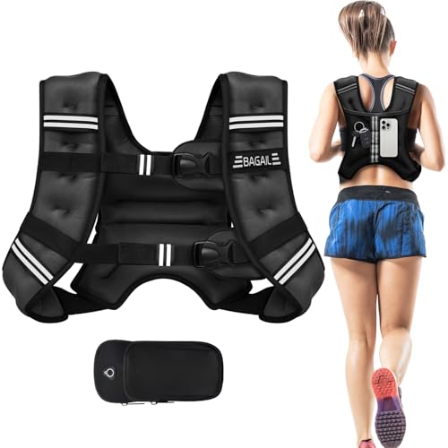 BAGAIL Gewichtsweste für Krafttraining, Brustgröße verstellbar, praktische Tasche, mit Eisensand gefüllte Gewichtsweste, ideal für Fitnessstudio-Workouts, Yoga-Training und Aerobic-Übungen