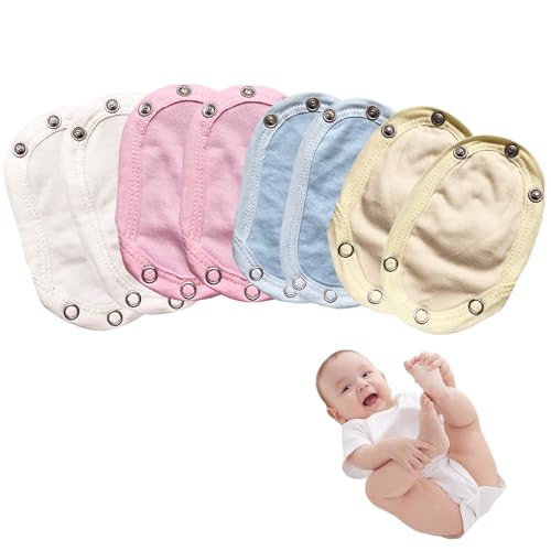 QTTRPCU 8 Stück Body Verlängerung Druckknopf Baby, Body Verlängerung Druckknopf Baby Aus Reinem Baumwollmaterial (Gelb/Rosa/Weiß/Blau)