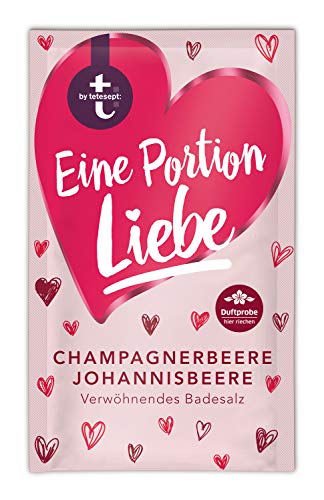 t: by tetesept Badezusatz "Eine Portion Liebe" - Hauchfeine Puderkristalle mit Champagnerbeere und Johannisbeere - Bade-Geschenk für die Sinne - 1 x 60 g