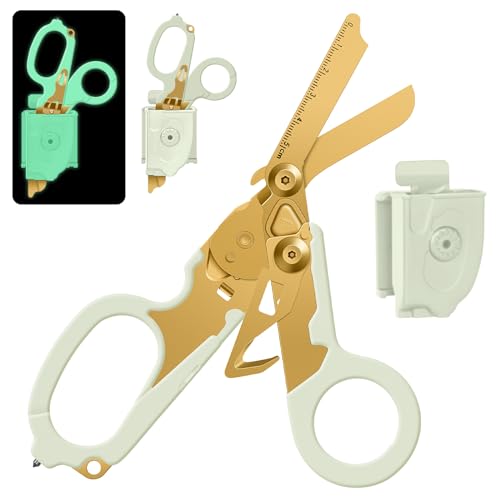 Trauma Schere Emergency Shears mit Strap Cutter und Glass Breaker Faltbare Scherenzange aus Edelstahl, Outdoor Camping Rescue Scissors Tools