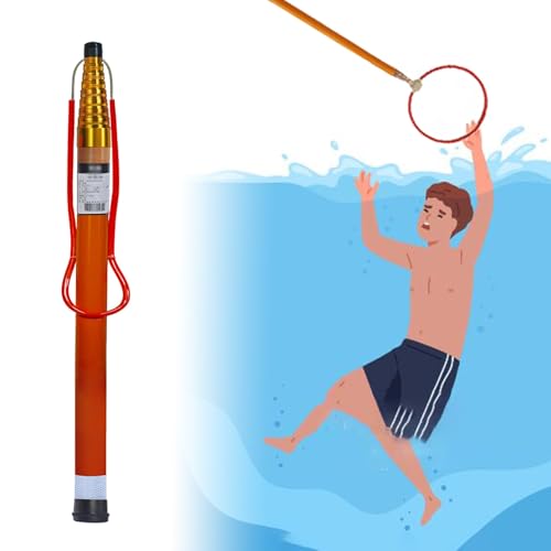 Teleskopstange Pool Teleskop-Pool-Rettungsstange für Ertrinkende Schwimmer, Sicherheitspoolstange mit Leucht- und Reflektorfunktion, Rettungsstange aus Fiberglas, Poolzubehör(1.2m-4.5m(3.9 ft-14.7ft))