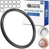 Dichtungsringe Set, 12 Stück, AD Ø 70 mm, ID Ø 60 mm, Dicke 5 mm, in Schwarz, aus Nitril Kautschuk, Gummiringe für Reparatur von Sanitär, Maschinen, Motoren, Dichtungsset Gummi O-Ring, Flachdichtung