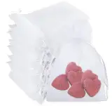 ABSOFINE 50 Stück organzasäckchen 7x9, Weiß Organza Säckchen Kleine Geschenktüten Für Hochzeit Geschenke Befüllen Mini Geschenktüten Obstsäckchen Schmuck Lavendel Samen Trockenblume