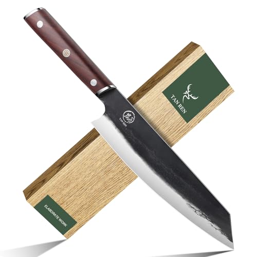 TAN REN Japanisches Küchenmesser Scharf, 33 CM Kochmesser Profi Messer aus Carbon Edelstahl, Chefmesser Japanisch, Sushi Küchen Messer für Haus/Restaurant