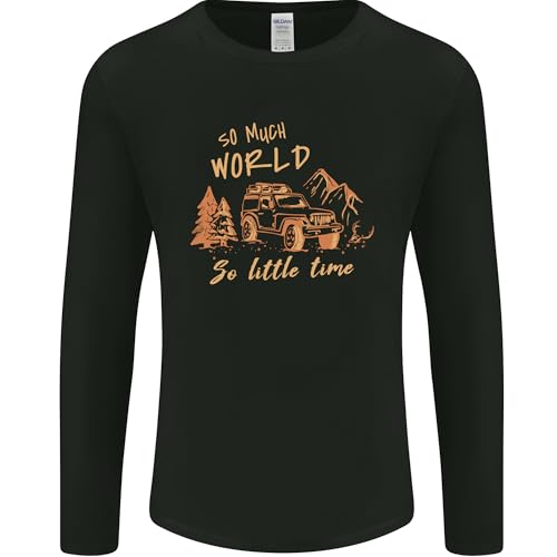 Langärmeliges Herren-T-Shirt für Geländefahrten, Geländefahrten, 4 x 4, Schwarz , L
