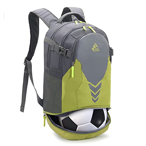 free knight Rucksack mit Bottom Ball Compartment - große Kapazität Sportgeräte Tasche für Jugend Jungen Mädchen Fit Basketball Volleyball Fußball Soccer Ball (Hellgrün)