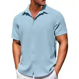 Geschenk Zum Vatertag Papa Geschenke Beach Men Short Sleeve Button Down Shirts Hawaiian Mens Lightweight Short Sleeve Button Down Shirts Summer Carona Shert Summ Cordjacke Blau 2XL