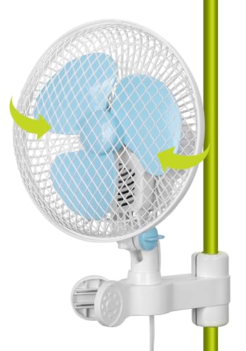 blessny 150 cm Clip-On-Ventilator für Growzelt-Stangenmontage von 1,5-2,5 cm, oszillierende Wachstumsventilatoren mit 2,4 m langem Kabel, 39 dB leise